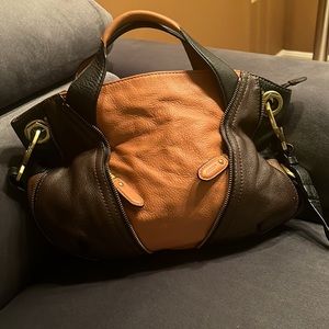 orYany Pebbled Leather Color block handbag